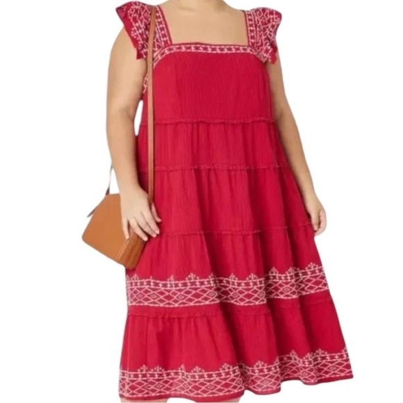 Knox Rose Red Smocked Tiered Sundress - Picture 1 of 16